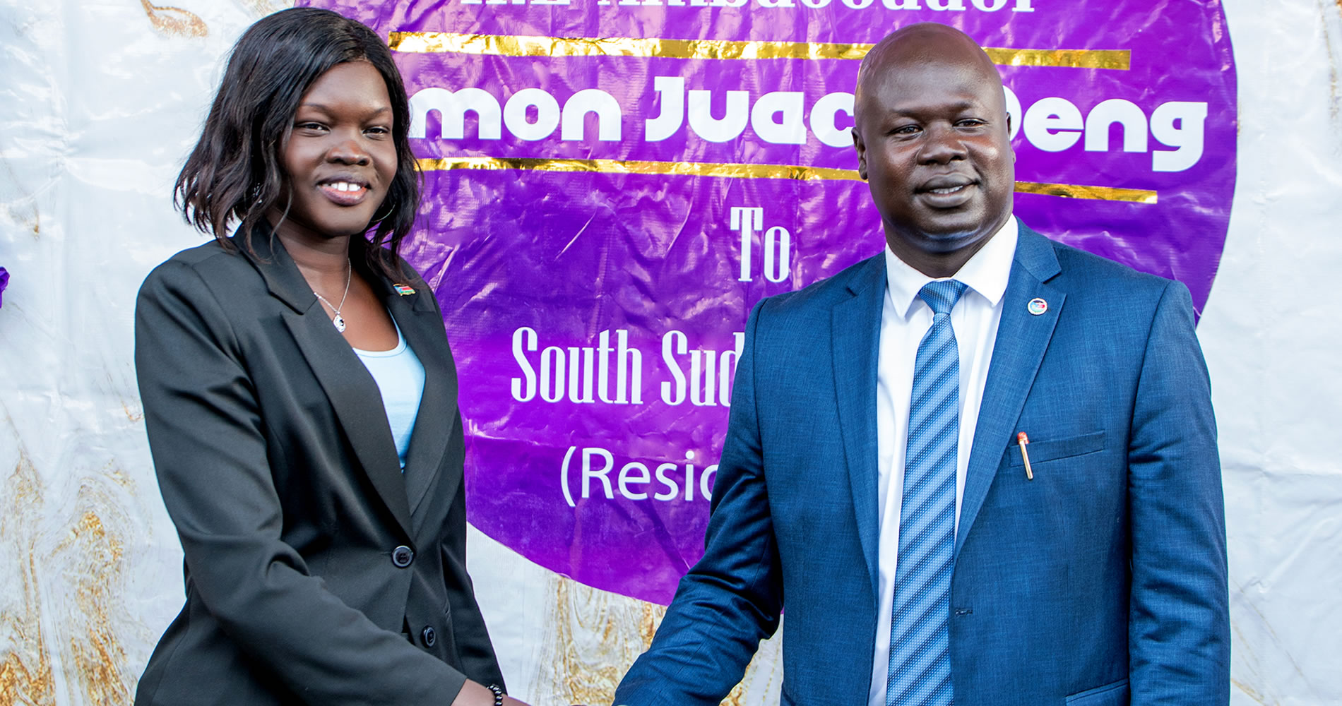 H.E Ambassador Simon Juach Deng with Deputy Ambassador Margaret Apuol Daniel